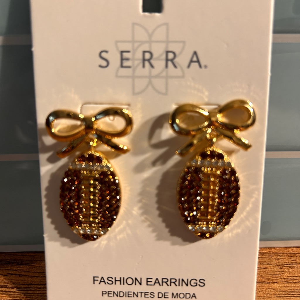Serra Gold And Brown Bow Earrings